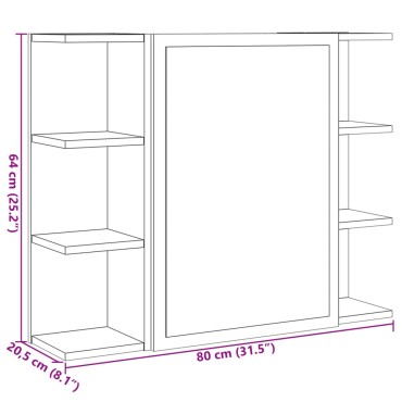 vidaXL Καθρέφτης Μπάνιου Sonoma Δρυς 80x20,5x64cm Ξύλο 1 τεμ.