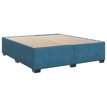 vidaXL Κρεβάτι Boxspring με Στρώμα Μπλε 200x200cm Βελούδινο 1 τεμ. - Διπλό