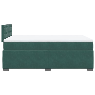 vidaXL Κρεβάτι Boxspring με Στρώμα Σκούρο Πράσινο 120x200cm Βελούδινο 1 τεμ. - Μονό