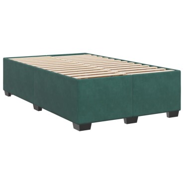 vidaXL Κρεβάτι Boxspring με Στρώμα Σκούρο Πράσινο 120x200cm Βελούδινο 1 τεμ. - Μονό