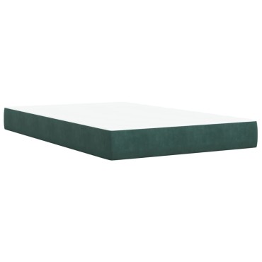 vidaXL Κρεβάτι Boxspring με Στρώμα Σκούρο Πράσινο 120x200cm Βελούδινο 1 τεμ. - Μονό