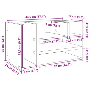 vidaXL Έπιπλο Οργάνωσης Γραφείου Μαύρο 44,5x24x25 εκ. Επεξ. Ξύλο