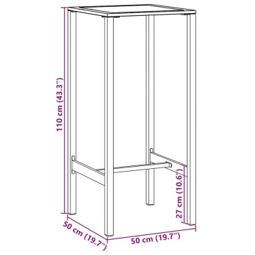 vidaXL Τραπέζι Μπαρ Μαύρο 50x50x110cm από Ατσάλι με Ηλ. Βαφή Πούδρας 1 τεμ.