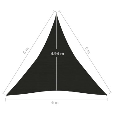 vidaXL Πανί Σκίασης Μαύρο 6 x 6 x 6 μ. από HDPE 160 γρ./μ²