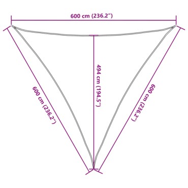 vidaXL Πανί Σκίασης Μαύρο 6 x 6 x 6 μ. από HDPE 160 γρ./μ²