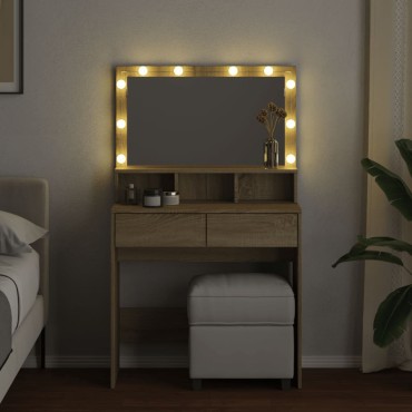 vidaXL Μπουντουάρ με LED Sonoma Δρυς 80x41x144,5cm 1 τεμ.