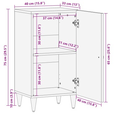 vidaXL Βοηθητικό Ντουλάπι 40x33x75cm από Μασίφ Ξύλο Μάνγκο