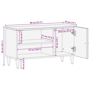 vidaXL Έπιπλο Τηλεόρασης 80x33x46cm από Μασίφ Ξύλο Μάνγκο 1 τεμ.