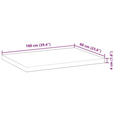 vidaXL Επιφάνεια Τραπεζιού 100x60x4 εκ. Μασίφ Ξύλο Ακακίας