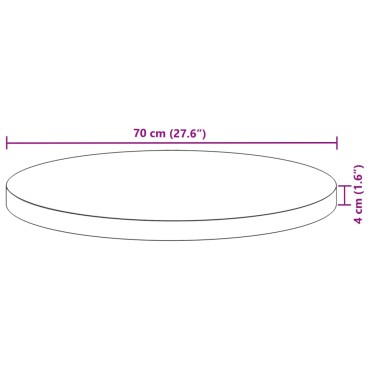 vidaXL Επιφάνεια Τραπεζιού Στρογγυλή 70x4cm από Μασίφ Ξύλο Ακακίας 1 τεμ.