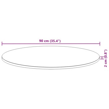 vidaXL Επιφάνεια Τραπεζιού Στρογγυλή 90x2cm από Μασίφ Ξύλο Ακακίας 1 τεμ.