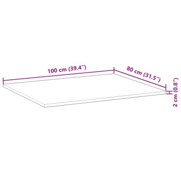 vidaXL Επιφάνεια Γραφείου Ορθογώνια 100x80x2cm Μασίφ Ξύλο Ακακίας