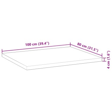 vidaXL Επιφάνεια Γραφείου Ορθογώνια 100x80x4cm Μασίφ Ξύλο Ακακίας