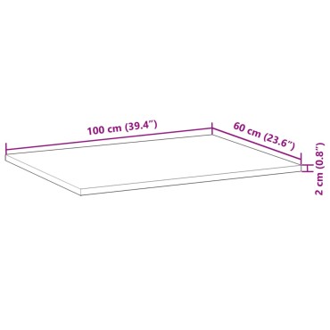 vidaXL Επιφάνεια Γραφείου Ορθογώνια 100x60x2cm Μασίφ Ξύλο Ακακίας