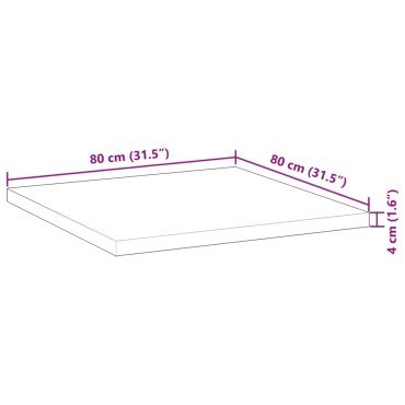 vidaXL Επιφάνεια Τραπεζιού Τετράγωνη 80x80x4cm Μασίφ Ξύλο Ακακίας 1 τεμ.