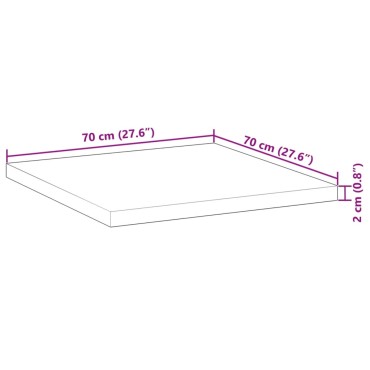 vidaXL Επιφάνεια Τραπεζιού Τετράγωνη 70x70x2cm Μασίφ Ξύλο Ακακίας 1 τεμ.