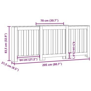 vidaXL Κάλυμμα Καλοριφέρ Γκρι Σκυροδέματος 205x21,5x83,5εκ. Επεξ. Ξύλο