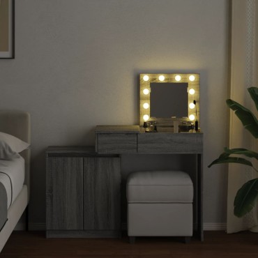 vidaXL Μπουντουάρ με LED Γκρι Sonoma 115x37x110,5cm 1 τεμ.