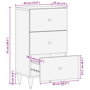 vidaXL Βοηθητικό Ντουλάπι 40x33x75cm από Μασίφ Ξύλο Μάνγκο