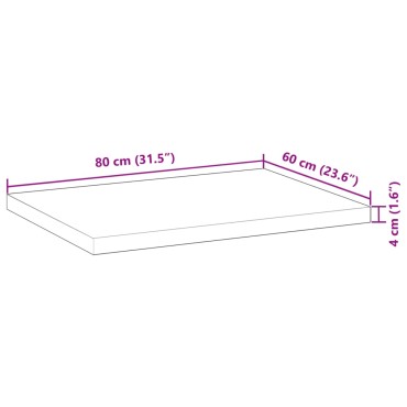 vidaXL Επιφάνεια Γραφείου Ορθογώνια 80x60x4cm Μασίφ Ξύλο Ακακίας