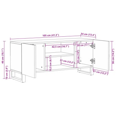 vidaXL Έπιπλο Τηλεόρασης 105x34x46cm από Μασίφ Ξύλο Ακακίας 1 τεμ.