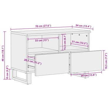 vidaXL Έπιπλο Τηλεόρασης 70x34x46cm από Μασίφ Ξύλο Ακακίας 1 τεμ.