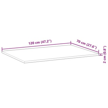 vidaXL Επιφάνεια Τραπεζιού Φιν. Λαδιού 120x70x2 εκ. Μασίφ Ξύλο Ακακίας