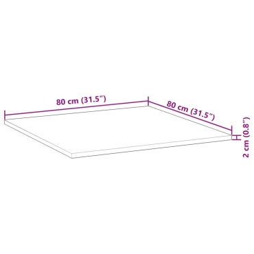 vidaXL Επιφάνεια Τραπεζιού Τετράγωνη 80x80x2cm Μασίφ Ξύλο Ακακίας 1 τεμ.