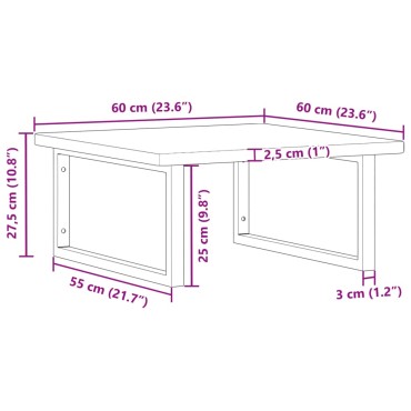 vidaXL Ράφι Νιπτήρα Τοίχου από Ατσάλι / Μασίφ Ξύλο Δρυός 25x55cm