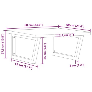 vidaXL Ράφι Νιπτήρα Τοίχου από Ατσάλι / Μασίφ Ξύλο Δρυός 25x55cm