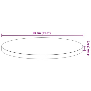 vidaXL Επιφάνεια Τραπεζιού Στρογγυλή 80x4cm από Μασίφ Ξύλο Ακακίας 1 τεμ.