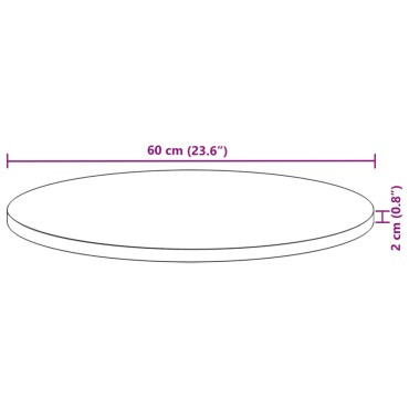 vidaXL Επιφάνεια Τραπεζιού Στρογγυλή 60x2cm από Μασίφ Ξύλο Ακακίας 1 τεμ.