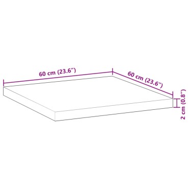 vidaXL Επιφάνεια Τραπεζιού Τετράγωνη 60x60x2cm Μασίφ Ξύλο Ακακίας 1 τεμ.