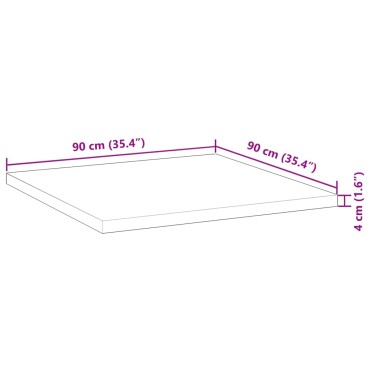 vidaXL Επιφάνεια Τραπεζιού Τετράγωνη 90x90x4cm Μασίφ Ξύλο Ακακίας 1 τεμ.