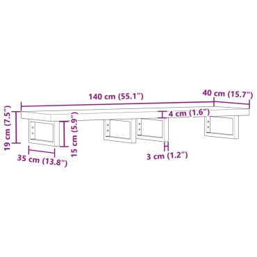 vidaXL Ράφι Νιπτήρα Τοίχου από Ατσάλι / Μασίφ Ξύλο Ακακίας