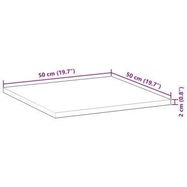 vidaXL Επιφάνεια Τραπεζιού Τετράγωνη 50x50x2cm Μασίφ Ξύλο Ακακίας 1 τεμ.