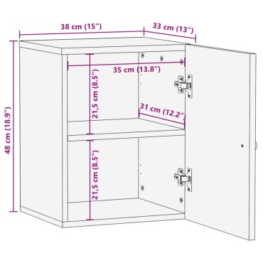 vidaXL Ντουλάπι Μπάνιου Επιτοίχιο 38x33x48cm από Μασίφ Ξύλο Μάνγκο