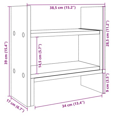 vidaXL Έπιπλο Οργάνωσης Γραφείου Sonoma Δρυς 38,5x17x39 εκ. Επεξ. Ξύλο