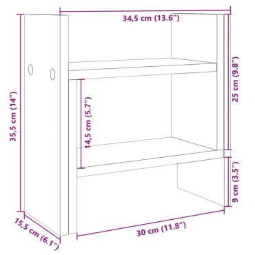 vidaXL Έπιπλο Οργάνωσης Γραφείου Δρυς 34,5x15,5x35,5 εκ. Επεξ. Ξύλο