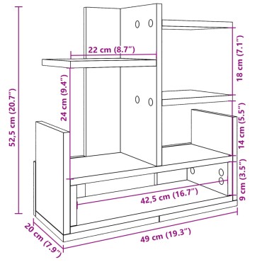 vidaXL Έπιπλο Οργάνωσης Γραφείου Sonoma Δρυς 49x20x52,5 εκ Επεξ. Ξύλο