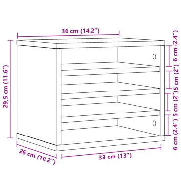 vidaXL Έπιπλο Οργάνωσης Γραφείου Καφέ Δρυς 36x26x29,5εκ Επεξ. Ξύλο