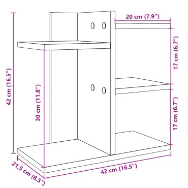 vidaXL Έπιπλο Οργάνωσης Γραφείου Καφέ Δρυς 42x21,5x42 εκ Επεξ. Ξύλο