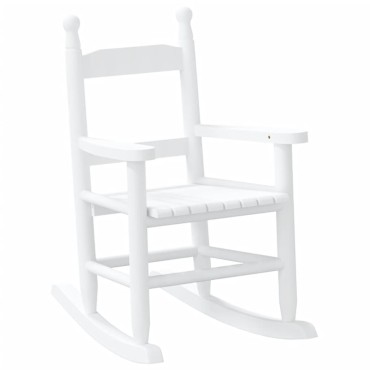 vidaXL Καρέκλα Κουνιστή για Παιδιά Λευκό Μασίφ Ξύλο Λεύκας 36x46,5x57cm 1 τεμ.