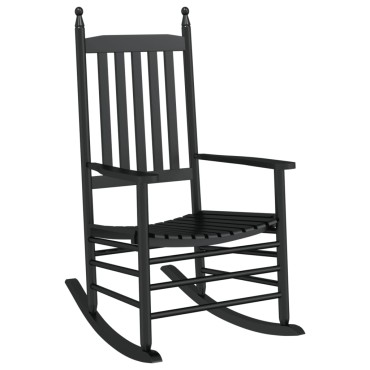 vidaXL Καρέκλα Κουνιστή Καμπυλωτό Κάθισμα Μαύρη Μασίφ Λεύκα 62x83x115cm 1 τεμ.