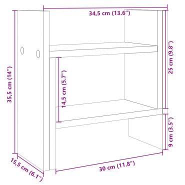 vidaXL Έπιπλο Οργάνωσης Γραφείου Γκρι Σκυρ 34,5x15,5x35,5εκ Επεξ. Ξύλο