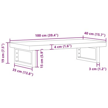 vidaXL Ράφι Νιπτήρα Τοίχου από Ατσάλι / Μασίφ Ξύλο Ακακίας 100x40x4cm