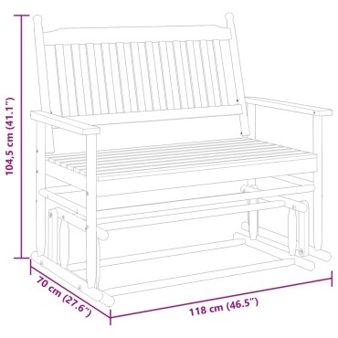 vidaXL Παγκάκι Κουνιστό Λευκό 118x70x104,5cm Μασίφ Ξύλο Λεύκας