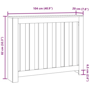 vidaXL Κάλυμμα Καλοριφέρ Καπνιστή Δρυς 104x20x82εκ. Επεξεργασμένο Ξύλο