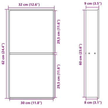 vidaXL Εσοχή Ντους Βουρστ. Λευκό Ματ 32x62x9 εκ. Αν. Ατσάλι