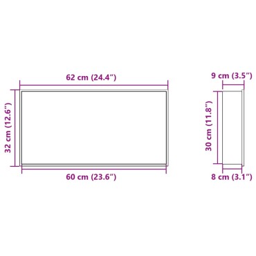 vidaXL Εσοχή Ντους Βουρστ. Λευκό Ματ 62x32x9 εκ. Αν. Ατσάλι